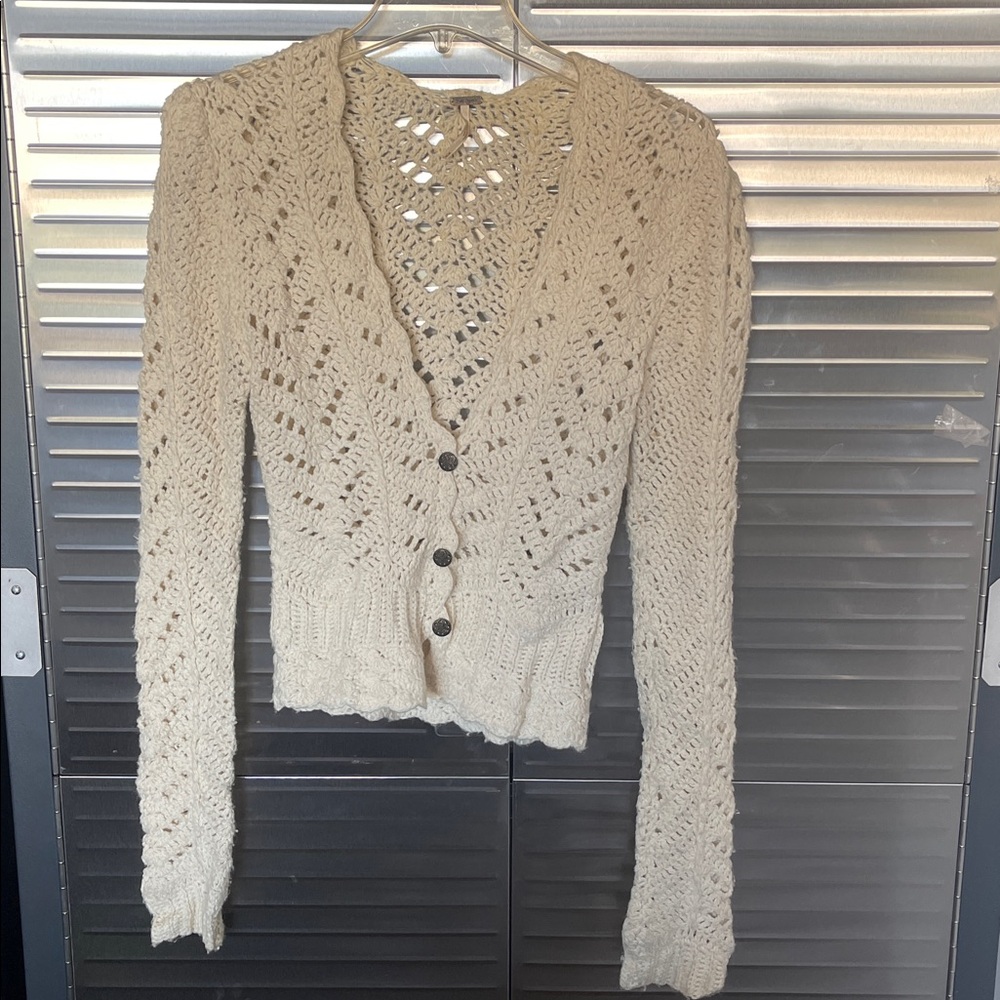 Free People Ivory Crochet Sweater